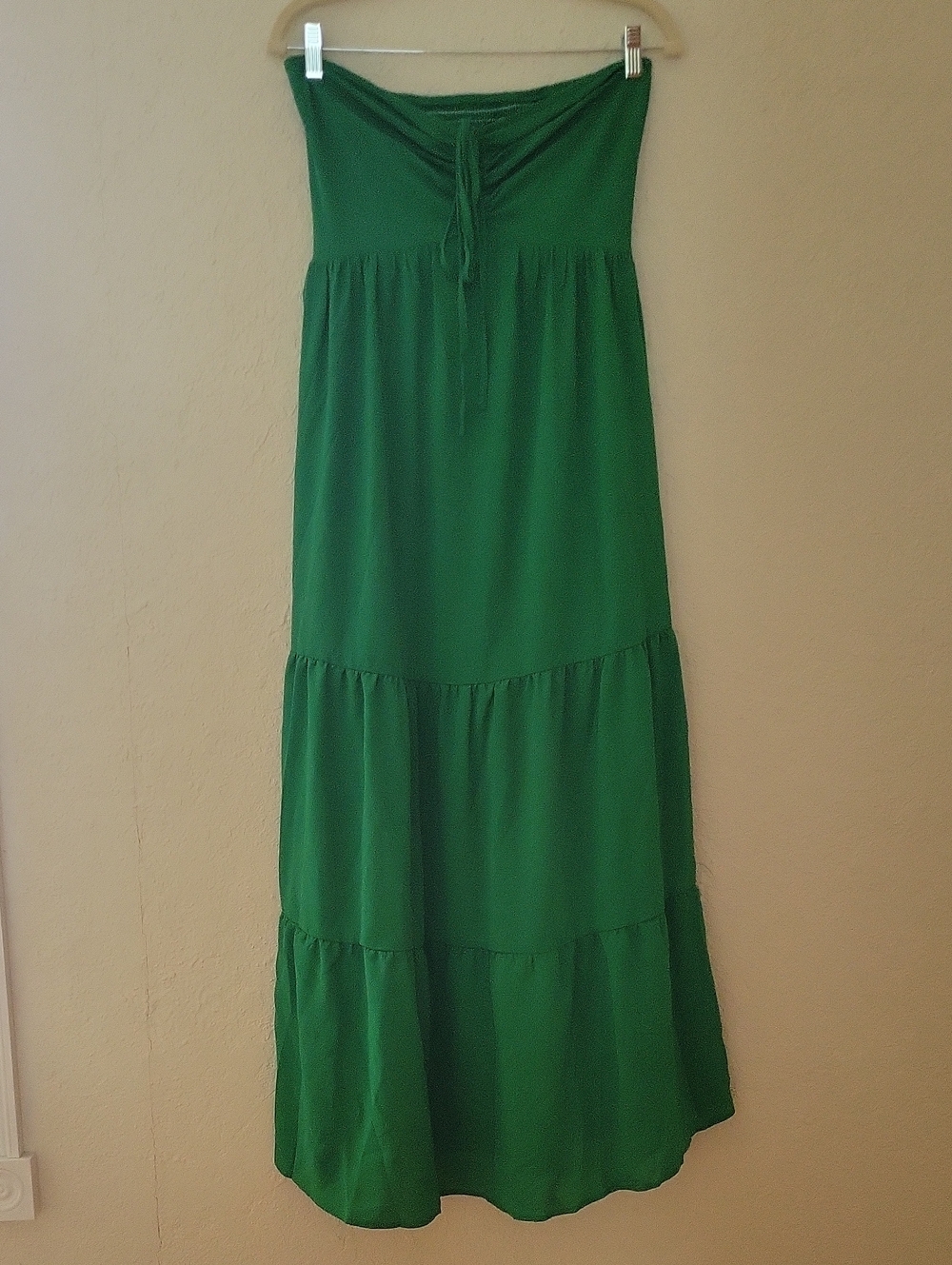 SHEIN Strapless Tiered Maxi Dress in Emerald Green